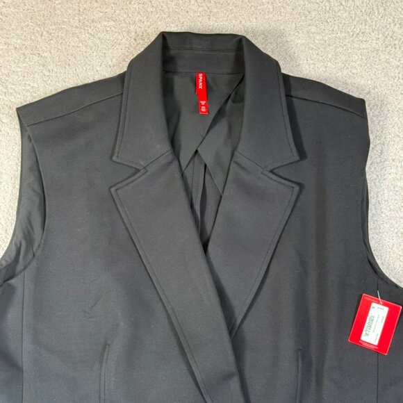 Spanx Womens Perfect Asymmetric Tailored Vest Ponte Knit Black Size 1X Work NWT - Picture 3 of 12